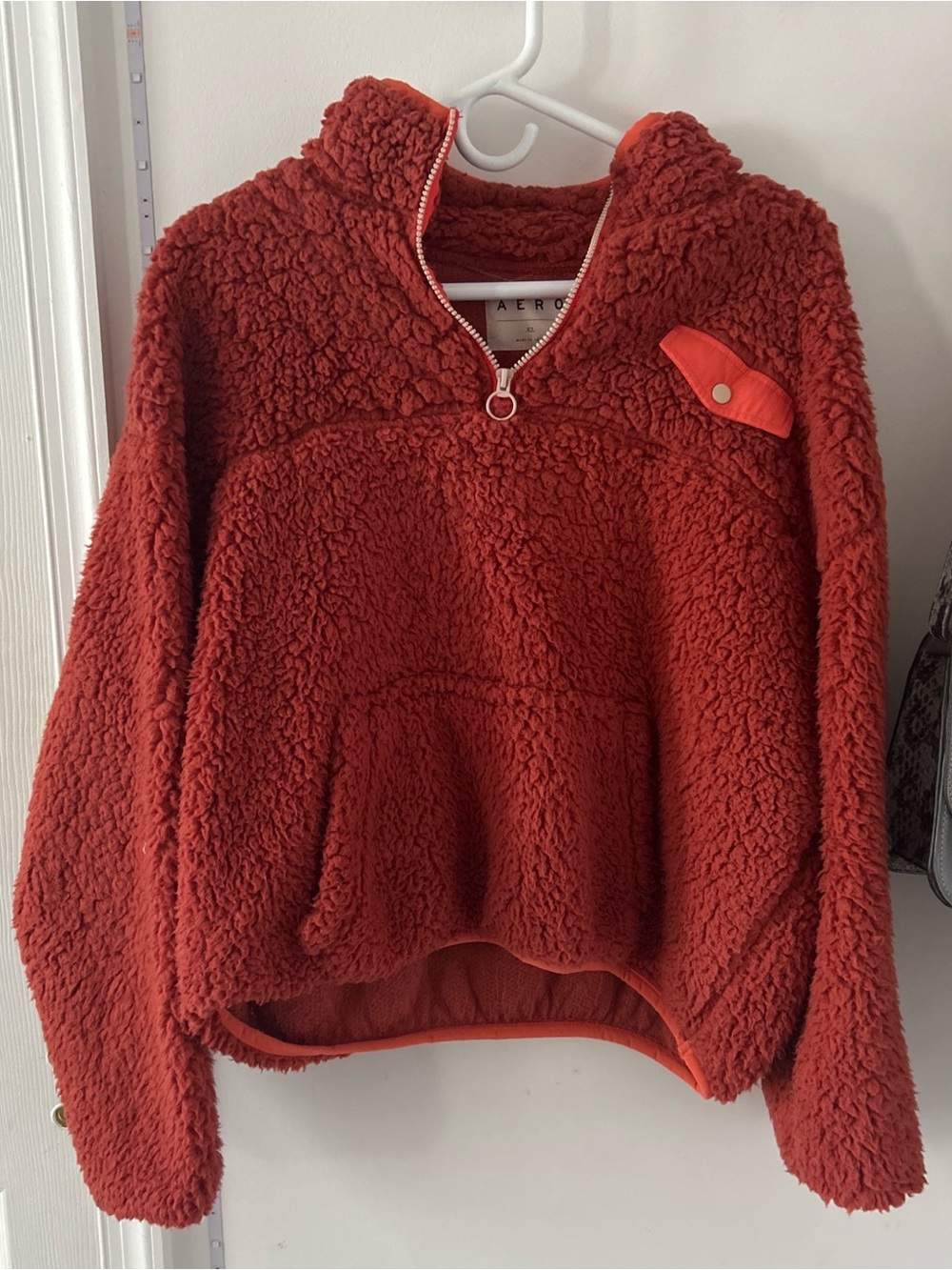 aero Rust Red Sherpa Half-Zip Pullover
